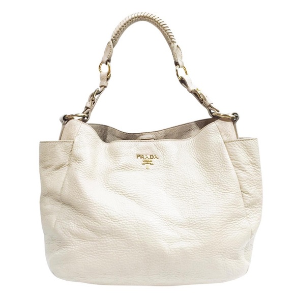 Prada Handbags - Prada large beige leather hobo shoulder handbag